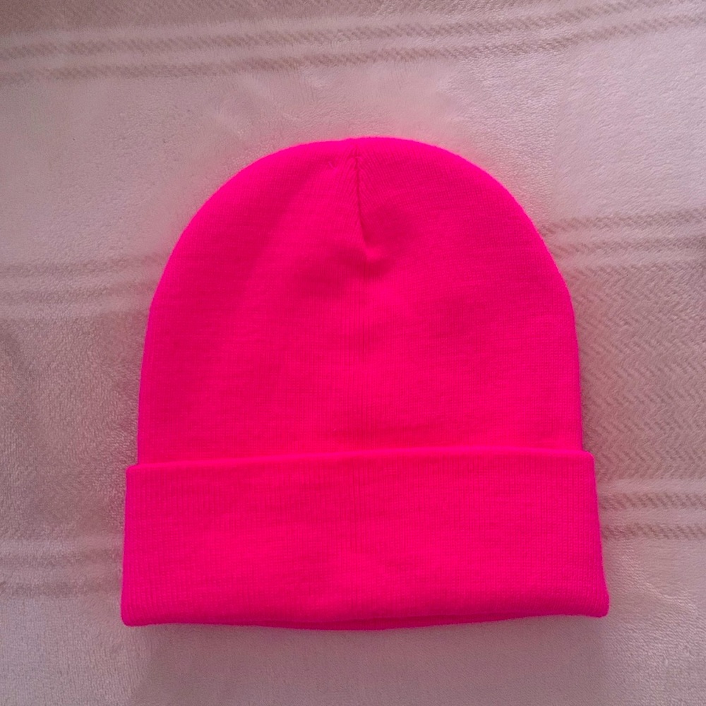 Fluorescent bright pink hat/ toque